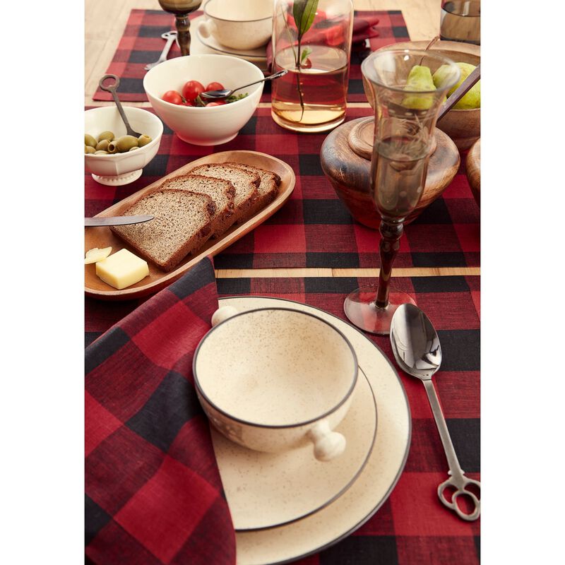 Solino Home 100% Pure Linen Table Runner - Buffalo Check