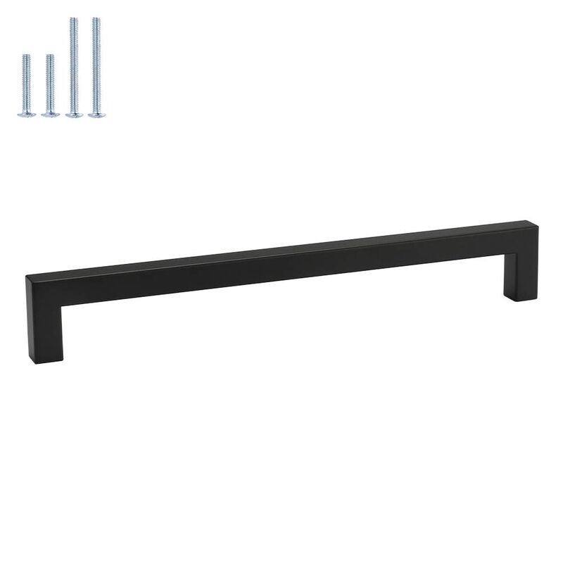 homdiy Black Cabinet Pulls Square Black Drawer Pulls 10 Inch Hole Centers - 10 Pack Matte Black Cabinet Pulls Black Handles for
