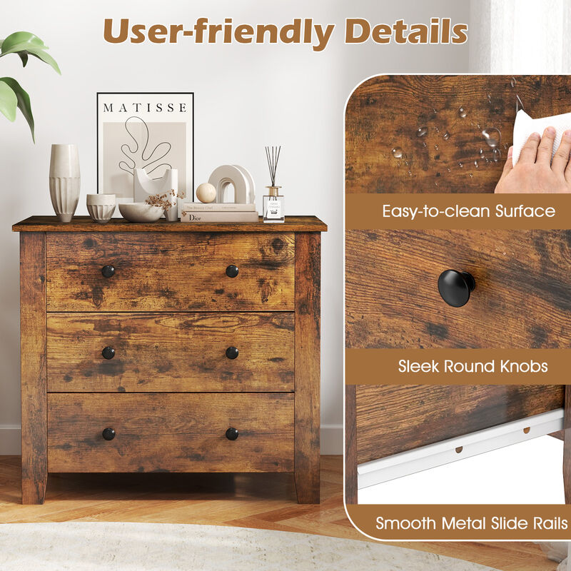 3 Drawer Dresser Chest of Drawers Bedside Table image number 6