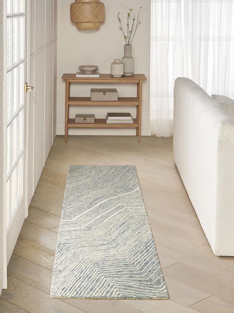 Pure Angles ANG01 Ivory/Blue 2'3" x 7'6" Rug image number 7