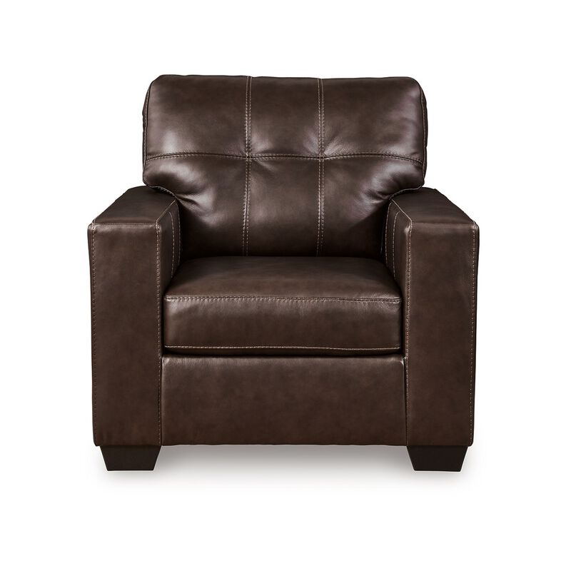Orion Armchair, Modern Dark Brown Tufted Real and Faux Leather Cushion image number 2