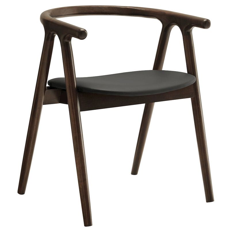Modway Henry Solid Wood Curved Back Dining Chair in Black &ndash; Single Wood Dining Chair with Faux Leather Upholstered Seat &ndash; Modern Dining Room Armchair or Accent Chair image number 0