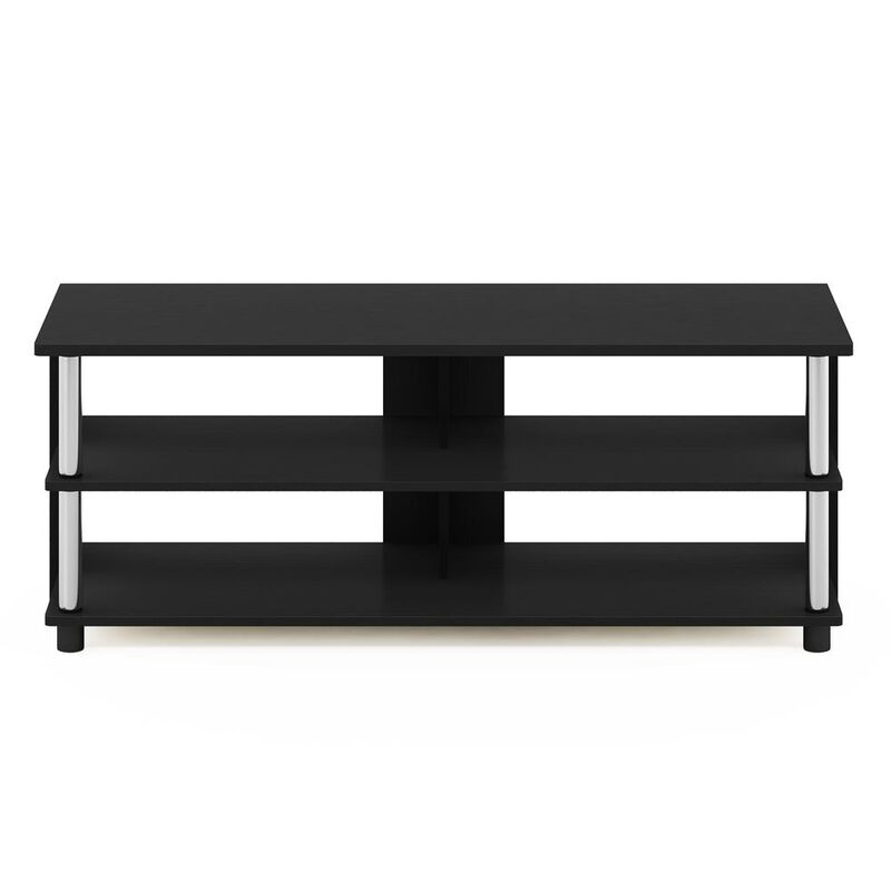 Furinno Sully 3-Tier TV Stand for TV up to 48, Americano, Stainless Steel Tubes