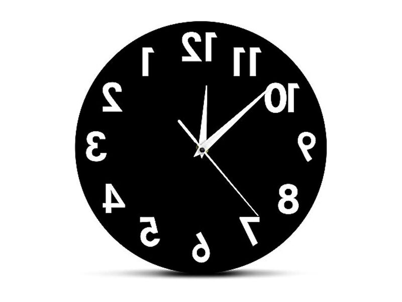 Reverse Unusual Backwards Watch Excellent Wall Clock 12 Inch Modern Home Decor image number 0