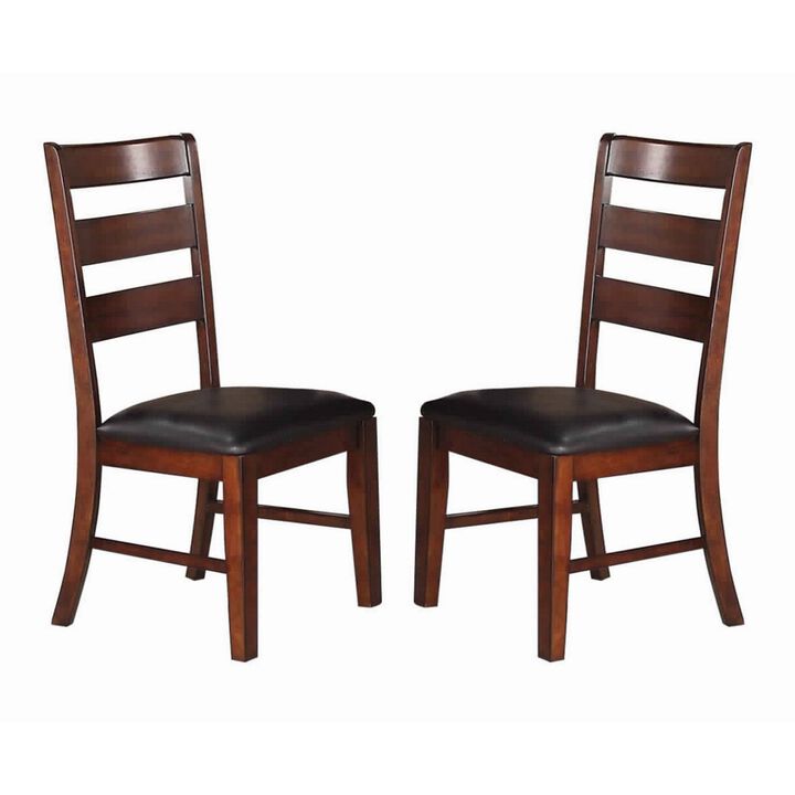 Solid Wood Side Chairs With Ladder Back Set Of 2 Brown-Benzara