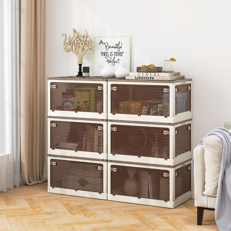 3-Pack Stackable Storage Bins with Lids &ndash; 5-Way Access Organizing Containers