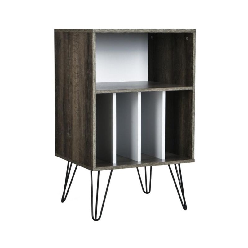 Hivvago Freestanding Record Player Stand Record Storage Cabinet with Metal Legs