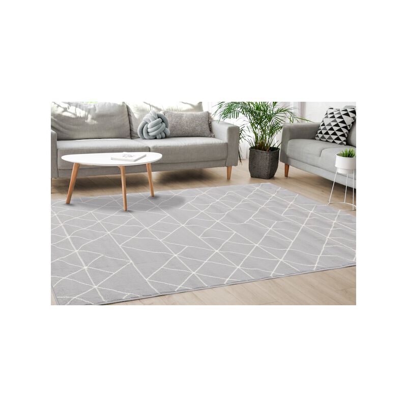 Novelle Home Functional Style Grey White Geometric Rug, 4'7 x 6'7, 4'7 x 6'7 image number 2
