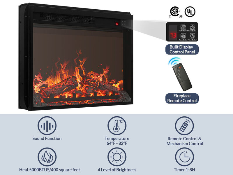 BELLEZE TV Stand with 23" Electric Fireplace Heater, 68" Entertainment Center for TV Up to 75",  Media Console Table with Cable Management for Living Room, Bedroom