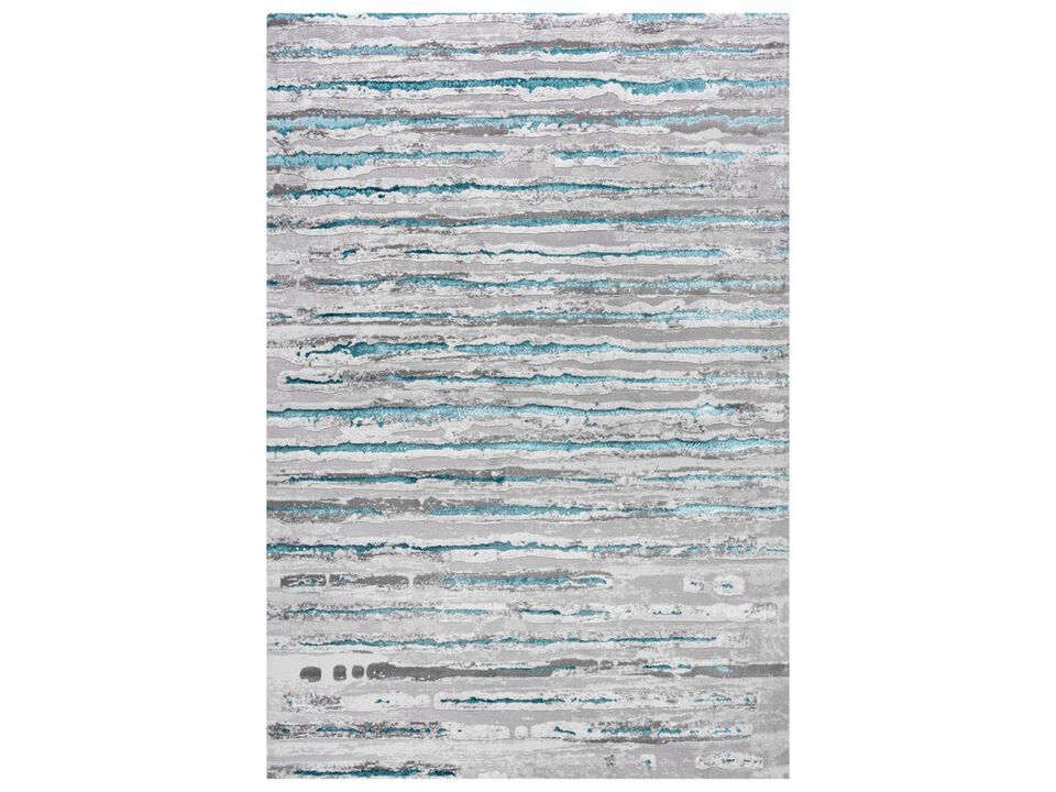 Batten Modern Stripe Gray/Turquoise 5 ft. x 8 ft. Area Rug