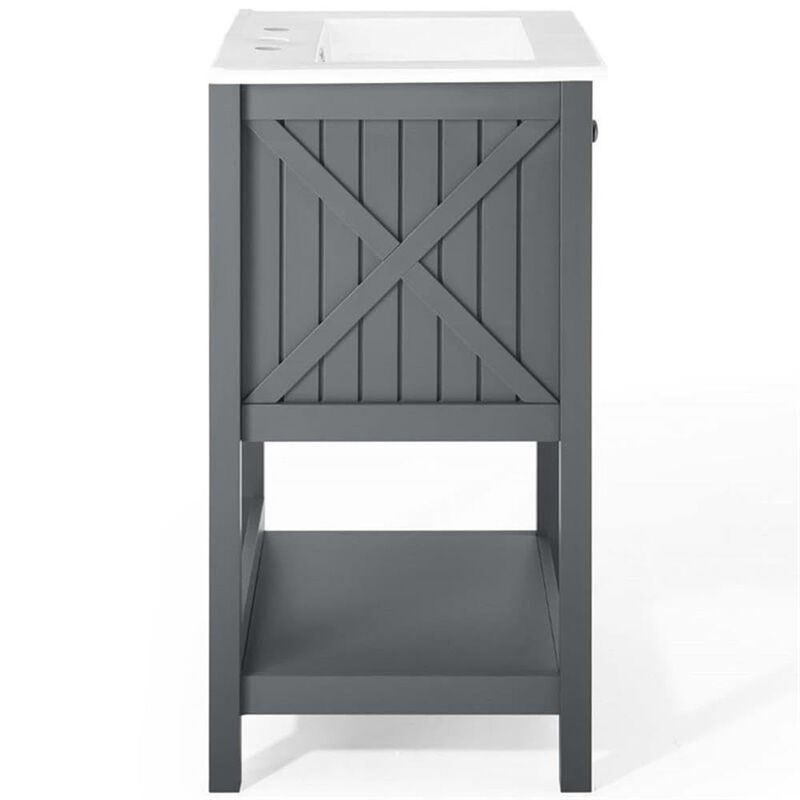 Modway Steam Bathroom Vanity Cabinet, 24" with White Sink, Gray image number 6