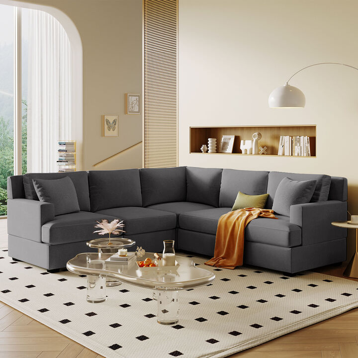 Merax Sectional Modular Sofa with 2 Tossing Cushions