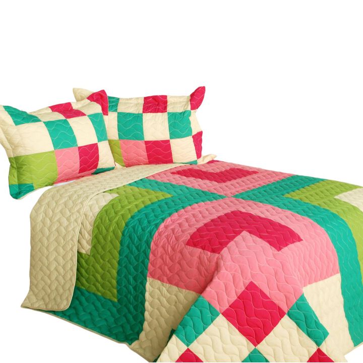 Vermicelli Quilted Patchwork Bedding Set Queen Size Moments Decorative Design