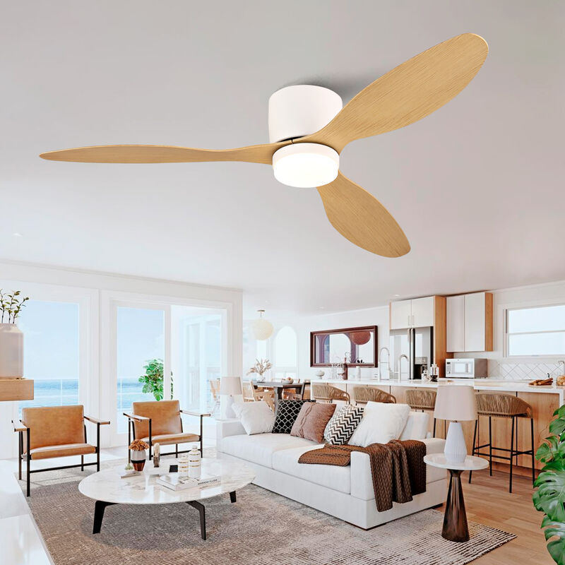 ELEMENT ACE 52-Inch Ultra Slim Flush Mount Ceiling Fan with Light, Reversible Quiet DC Motor, 6 Speed Adjustment, Remote Control, Suitable for Indoor Outdoor Low Ceiling Spaces image number 1