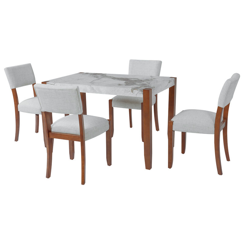 Tefwuf Modern 5‑Piece Rectangular Faux Marble Dining Set image number 7