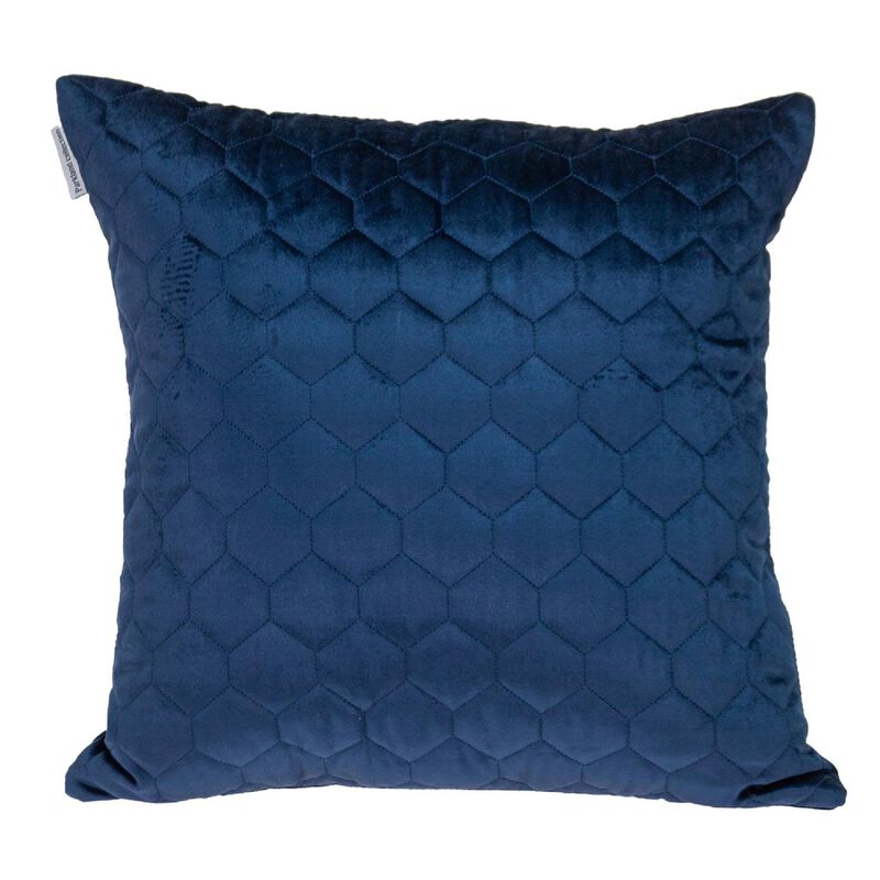 20" Navy Blue Cotton Transitional Quilted Throw Pillow image number 1