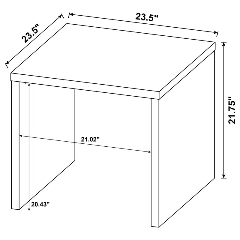 Kerra Square Side End Table, U-Shape Frame, Light Oak Wood 24 Inch image number 7