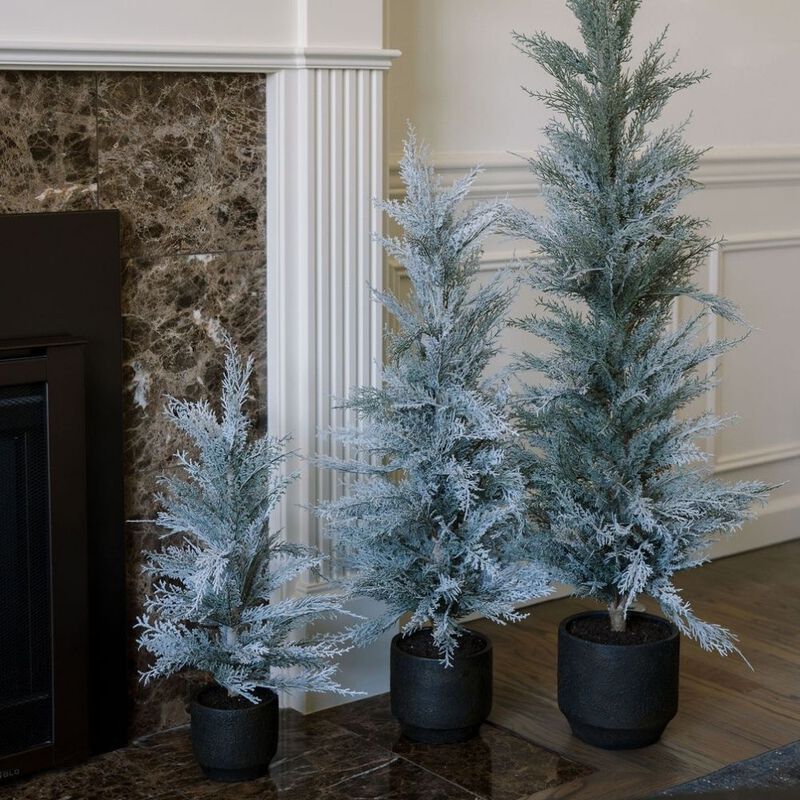 24" / 2' Flocked Cedar Tree Set image number 2