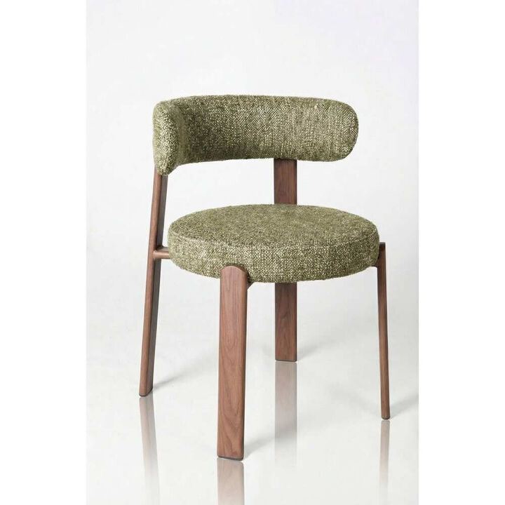 Upholstered Curved Back Wood-look Metal Frame 2pc Dining Chairs