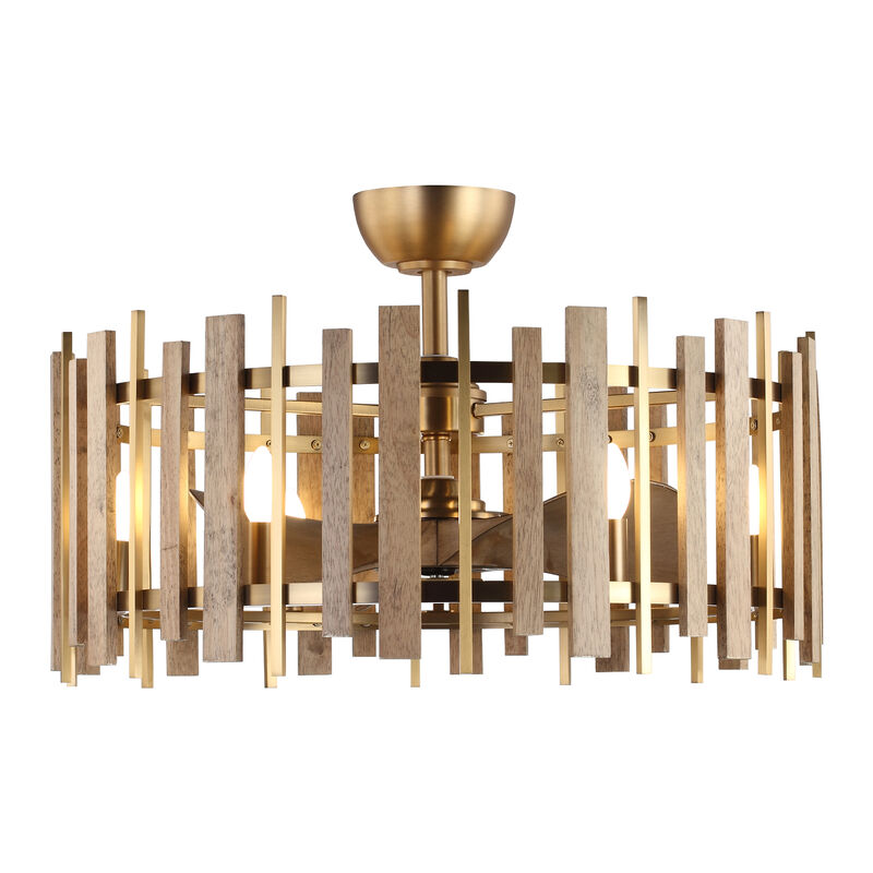 31 in. Brass Caged Fence Ceiling Fan with Light and Remote