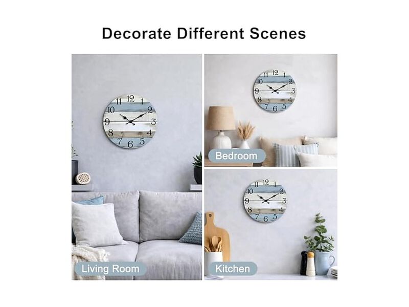 Wooden Coastal Country Rustic Wall Clock 8 Inch Silent Non Ticking Wood image number 3