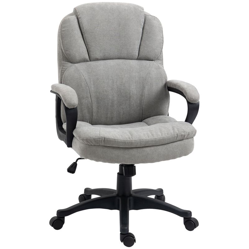 Light Gray Office Comfort: Massage Desk Chair with USB & Vibration Points