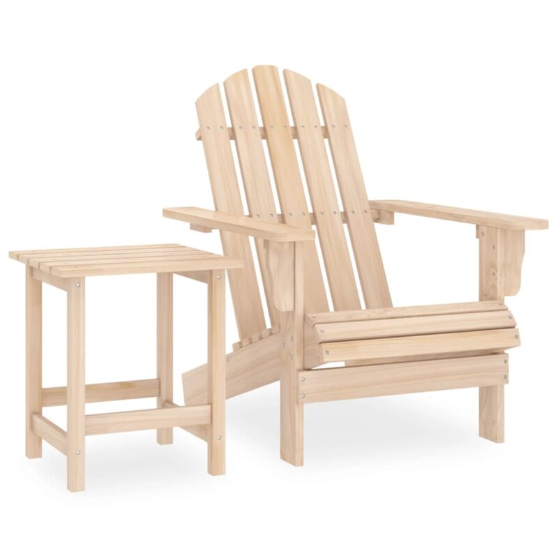 vidaXL Patio Lounge Set - Solid Fir Wood Adirondack Chair and Table, Ergonomic Design, Weather Resistant, Classic Style