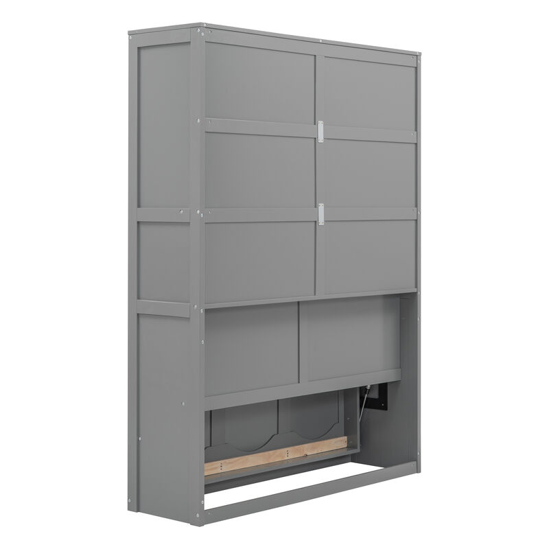 Whisen Modern Design Full Size Murphy Bed, Folded into a Cabinet with Shelves