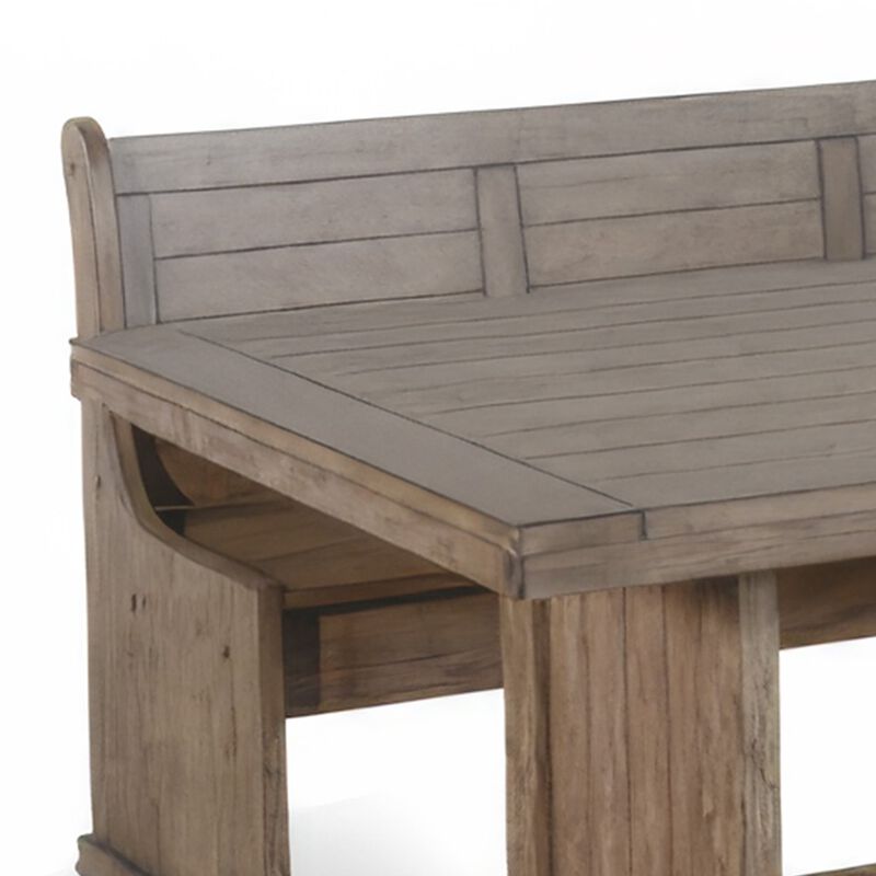 Yael 4pc Corner Breakfast Nook Set, Brown Dining Table Corner Bench