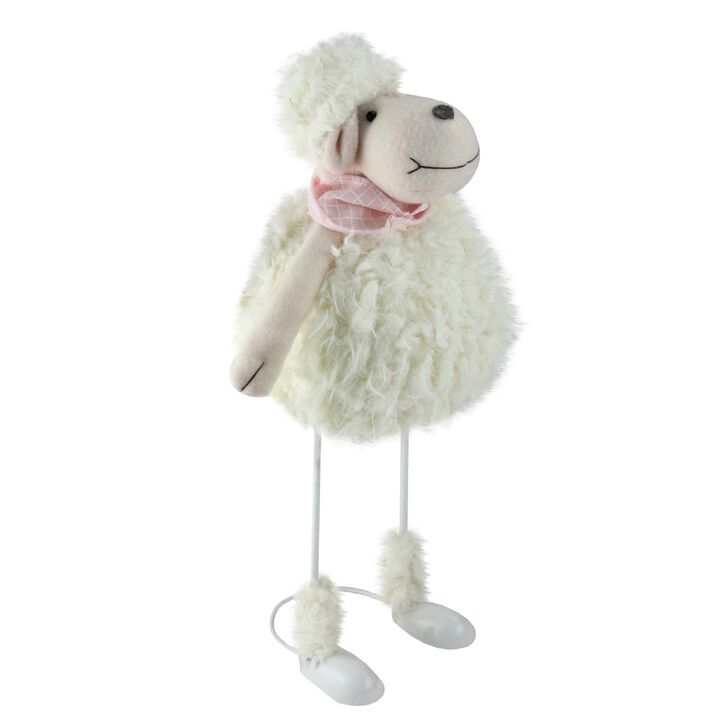 16" White Shaking Sheep with Pink Bandanna Easter Spring Tabletop Decor
