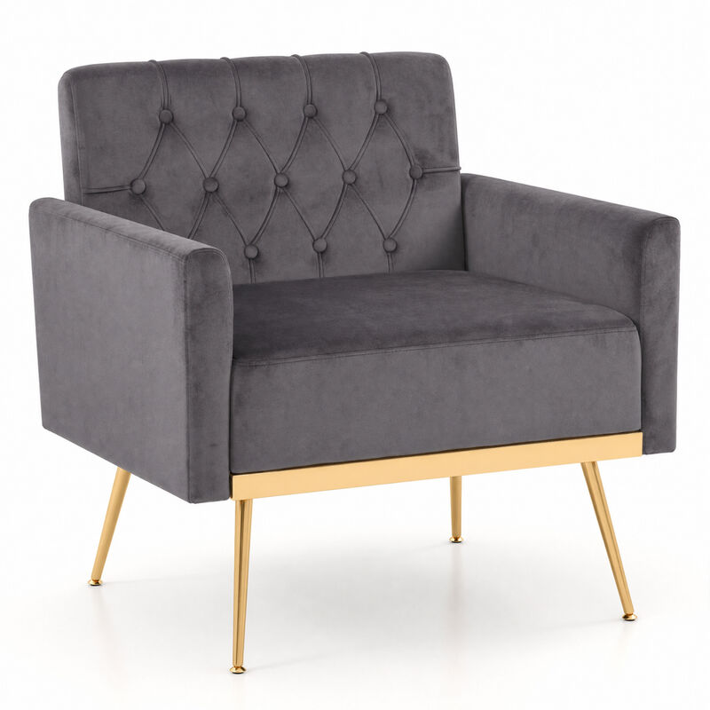 Modern Upholstered Accent Chair with Velvet Fabric and Button Tufted Back for Living Room image number 0