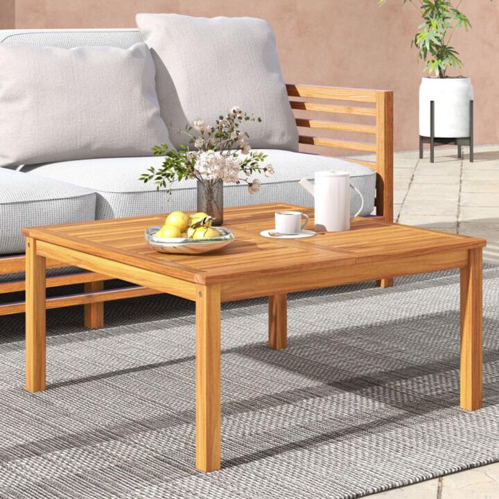 35.5" Patio Solid Acacia Wood Side Table