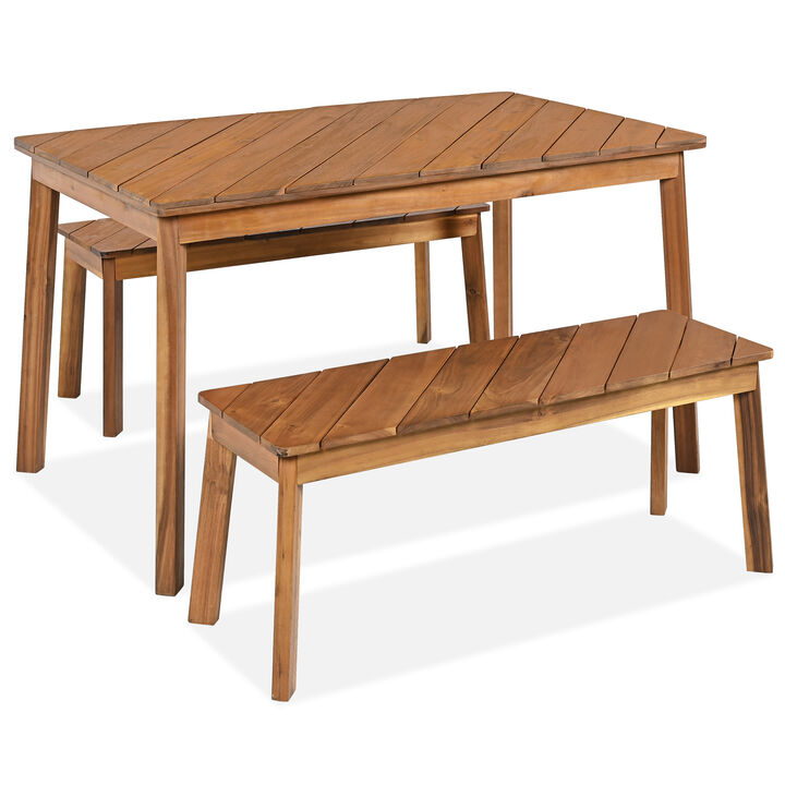 Whisen 3-Piece Outdoor Seating Sets Table & Bench Set for Patio Garden Poolside