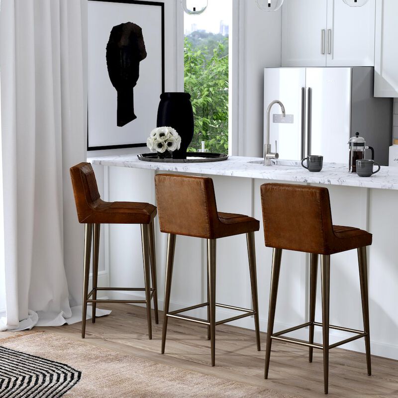 Butler Specialty Company Maxwell Leather 32 Bar Stool, Dark Brown