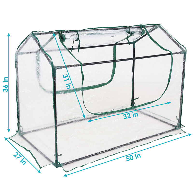 Sunnydaze 4 x 2 ft Steel PVC Panel Mini Greenhouse with 2 Doors - Clear image number 6