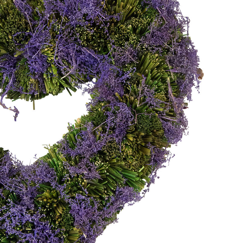 14.5" Purple Moss and Green Twig Valentine's Day Heart Wreath - Unlit