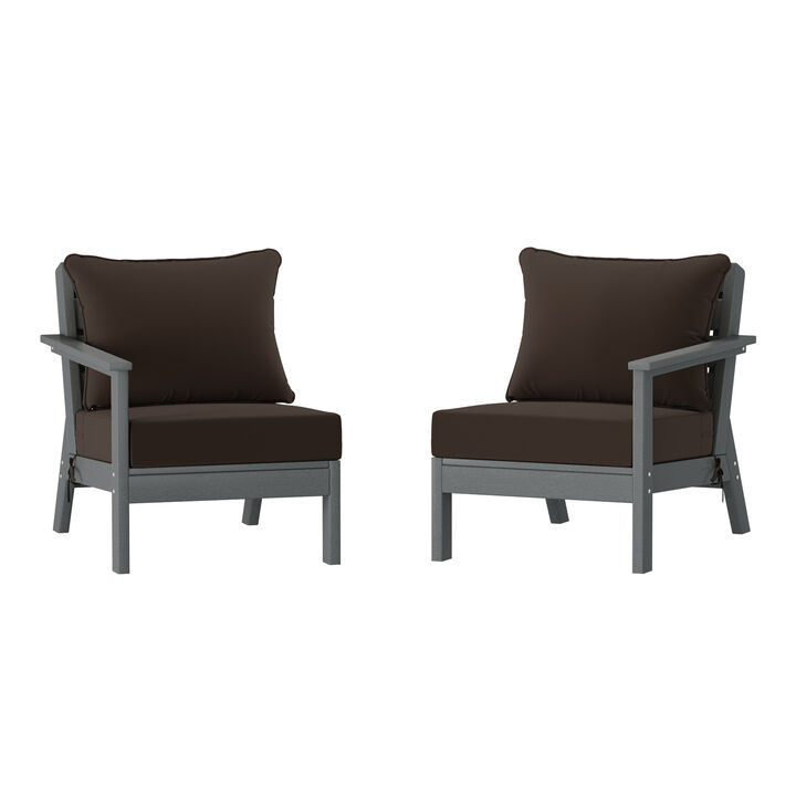 WestinTrends Outdoor Patio HDPE Loveseat Sofa with Patio Cushions