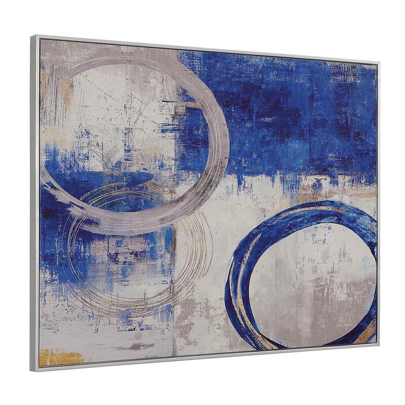 Carolina Living Circle Abstract Wall Art - Blue/Silver - Silver Frame - Medium