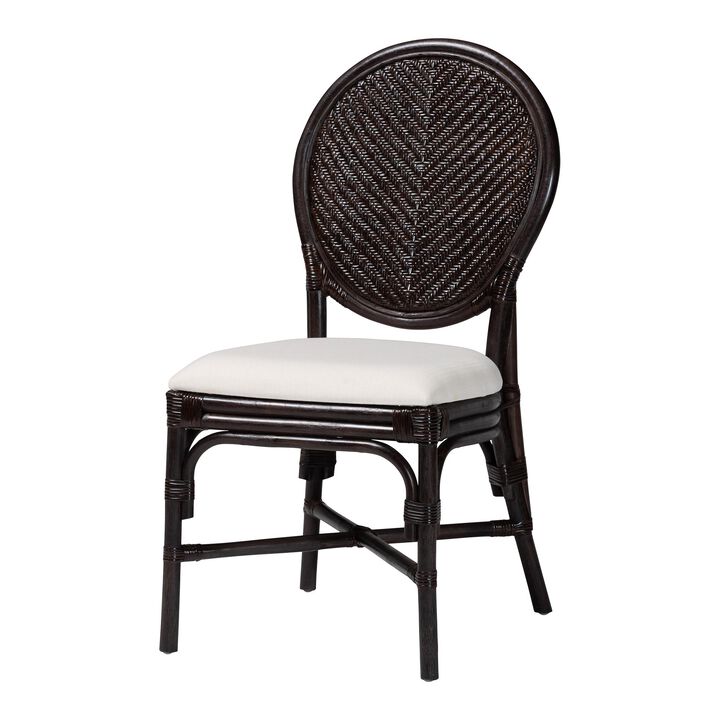 bali & pari Elmer Natural Rattan Dining Chair - Handwoven Wicker Accent Chair with Cushioned seat for Kitchen or Dining Room