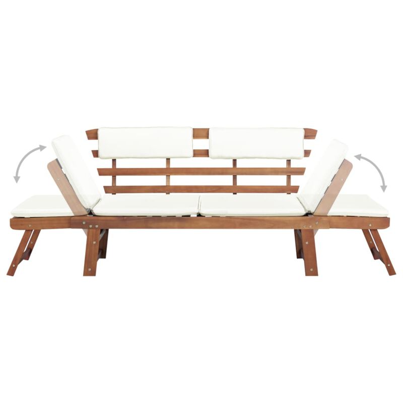 vidaXL Garden Bench with Cushions 2-in-1 74.8 Solid Acacia Wood