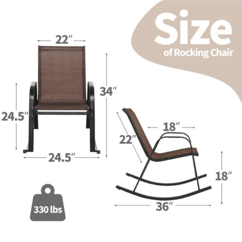 2-Piece Outdoor Rocking Chair Set Weather-Resistant Patio Seating for Porch, Garden, or Deck