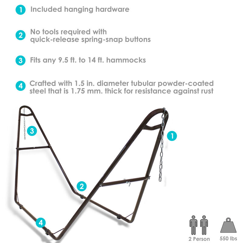 Sunnydaze Powder-Coated Steel Universal Hammock Stand - 124 in