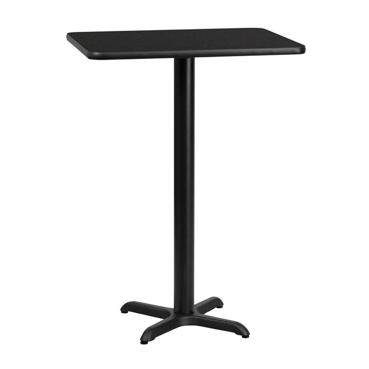 Flash Furniture Stiles 24'' x 30'' Rectangular Black Laminate Table Top with 22'' x 22'' Bar Height Table Base