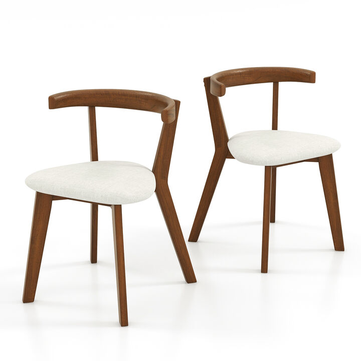 Wood Dining Chair Set of 2 with Padded Seat and Curved Back