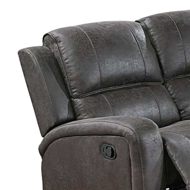 Charles Manual Recliner Sofa, Smoke Gray Faux Leather, Wood, 78 Inch