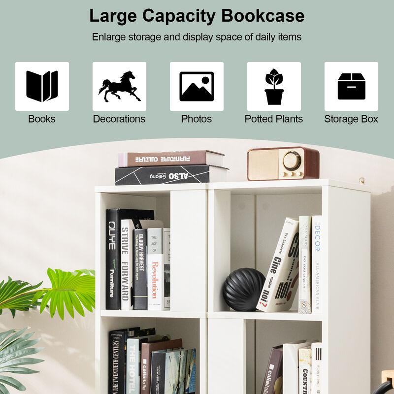 3-Tier 6 Cube Freestanding Bookcase with Anti-toppling Device