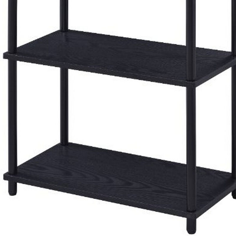 Bookshelf with Black Metal Frame, Black