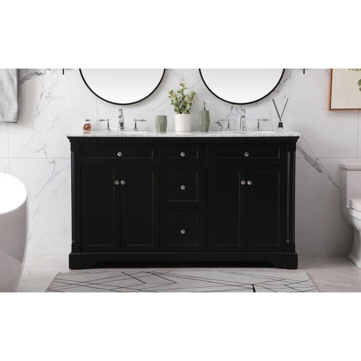 Elegant Kitchen and Bath 60 inch double bathroom vanity set in black
