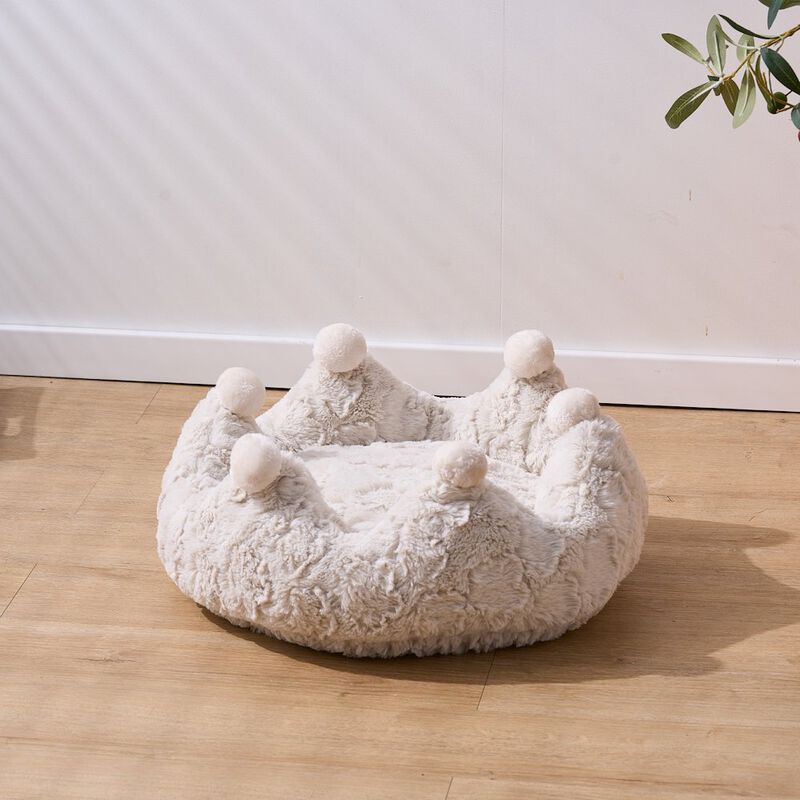 Petpals White Crown Cat Bed with Removable, Washable Bed