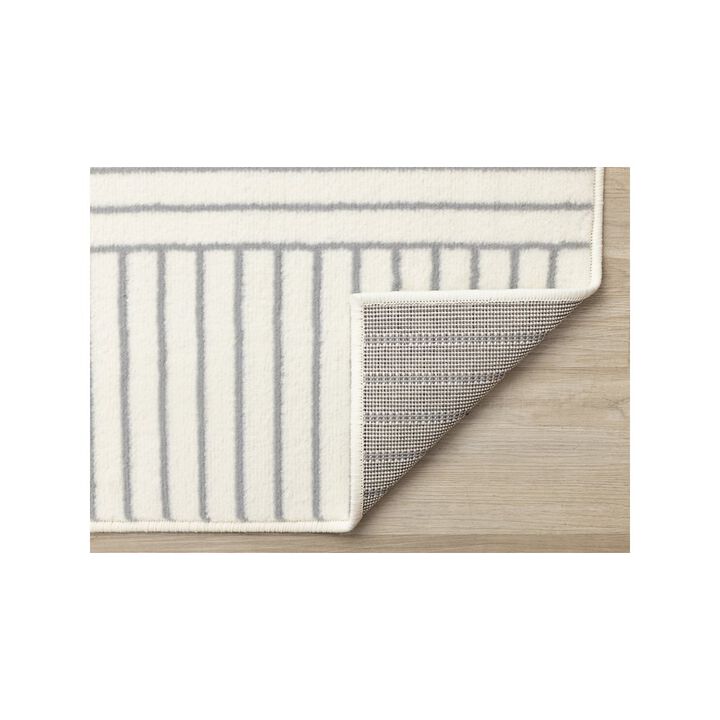 Novelle Home White and Gray 2x4 Rug, Modern Rectangular Accent for Living Room or Hallway